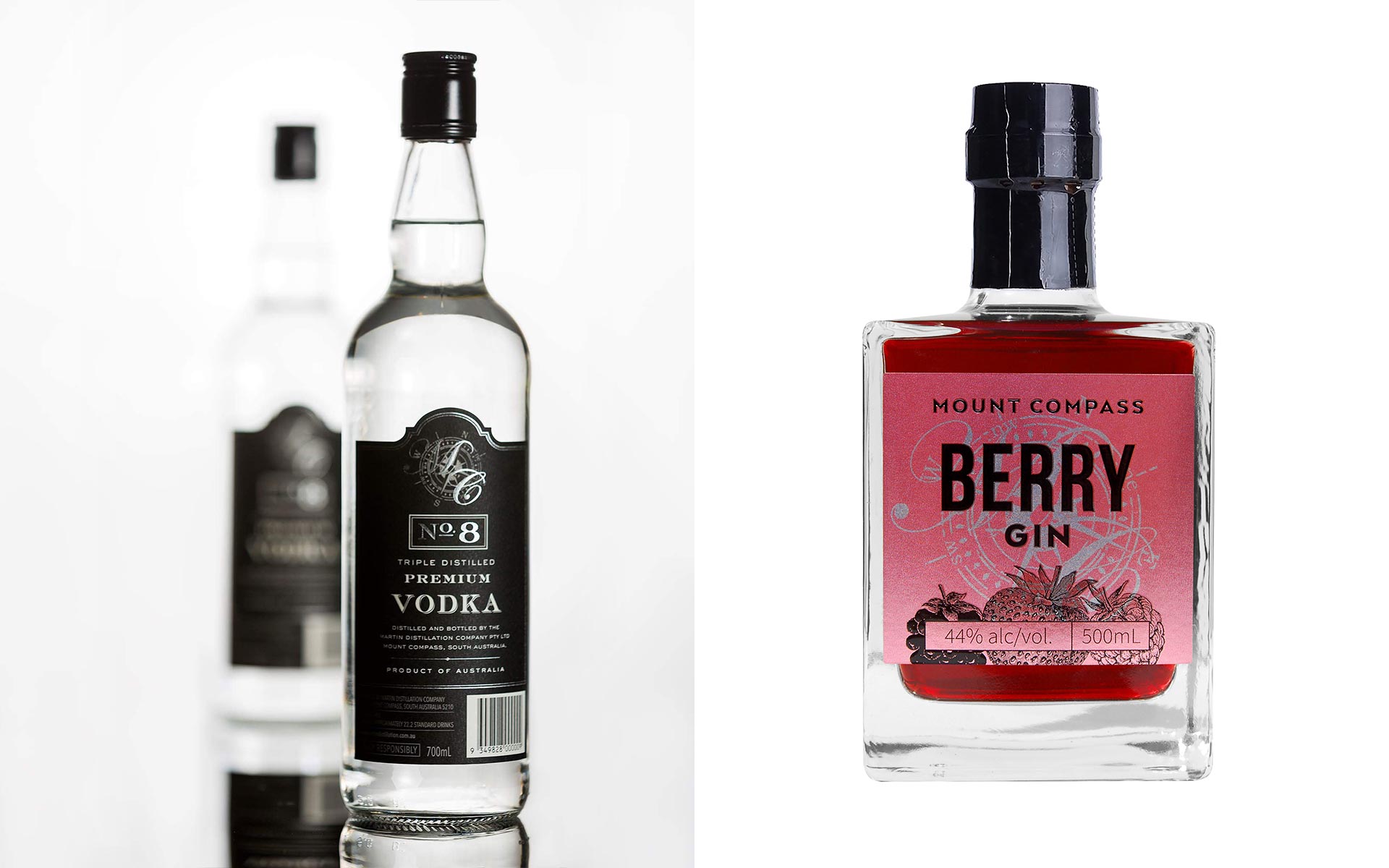 Mount Compass Distillery Vodka and Berry Gin