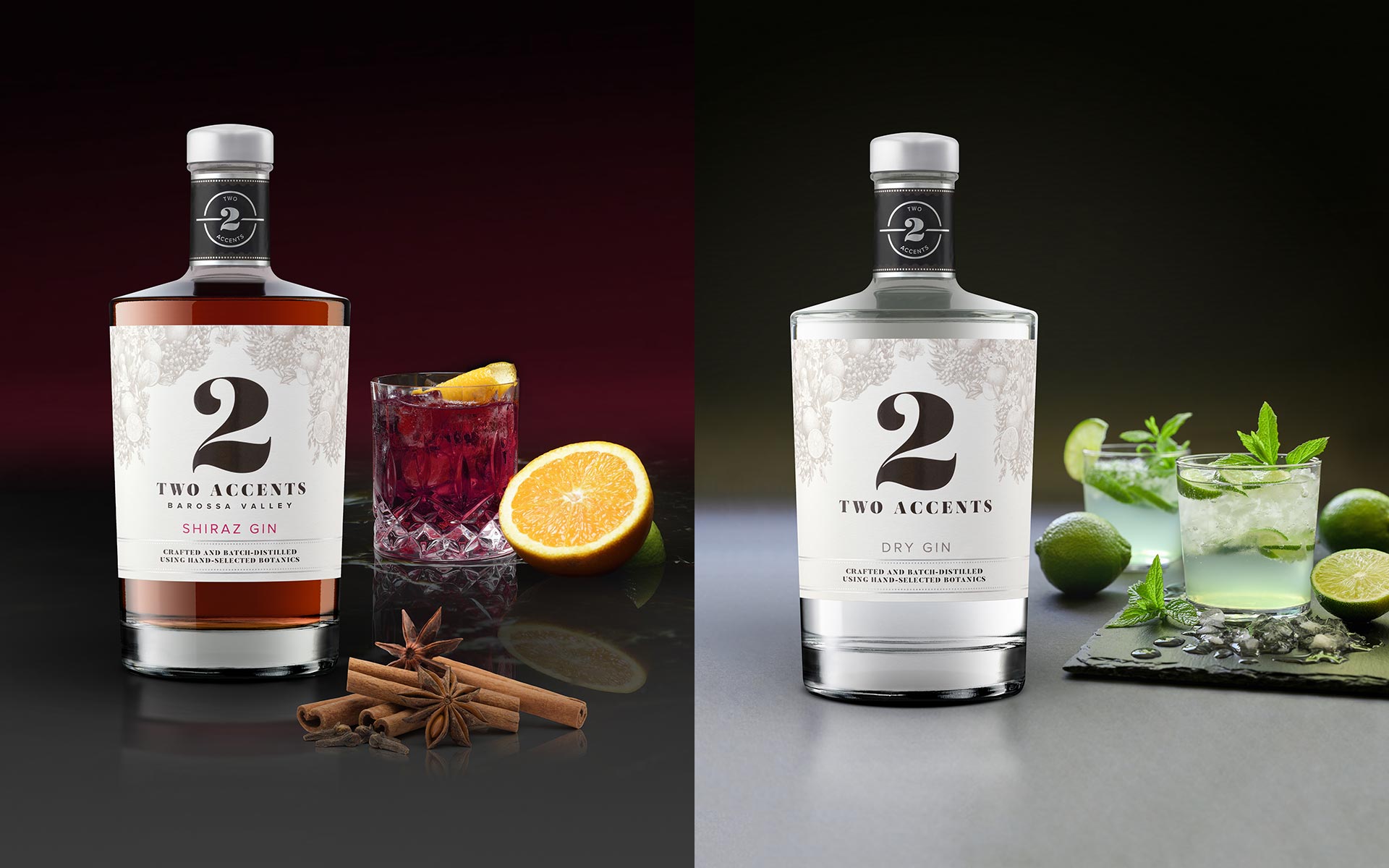 Two Accents Shiraz Gin and Dry Gin