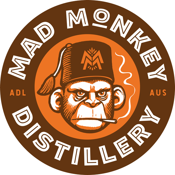 Mad Monkey Distillery Logo - Featuring a monkey smoking a cigarette, wearing a fez.