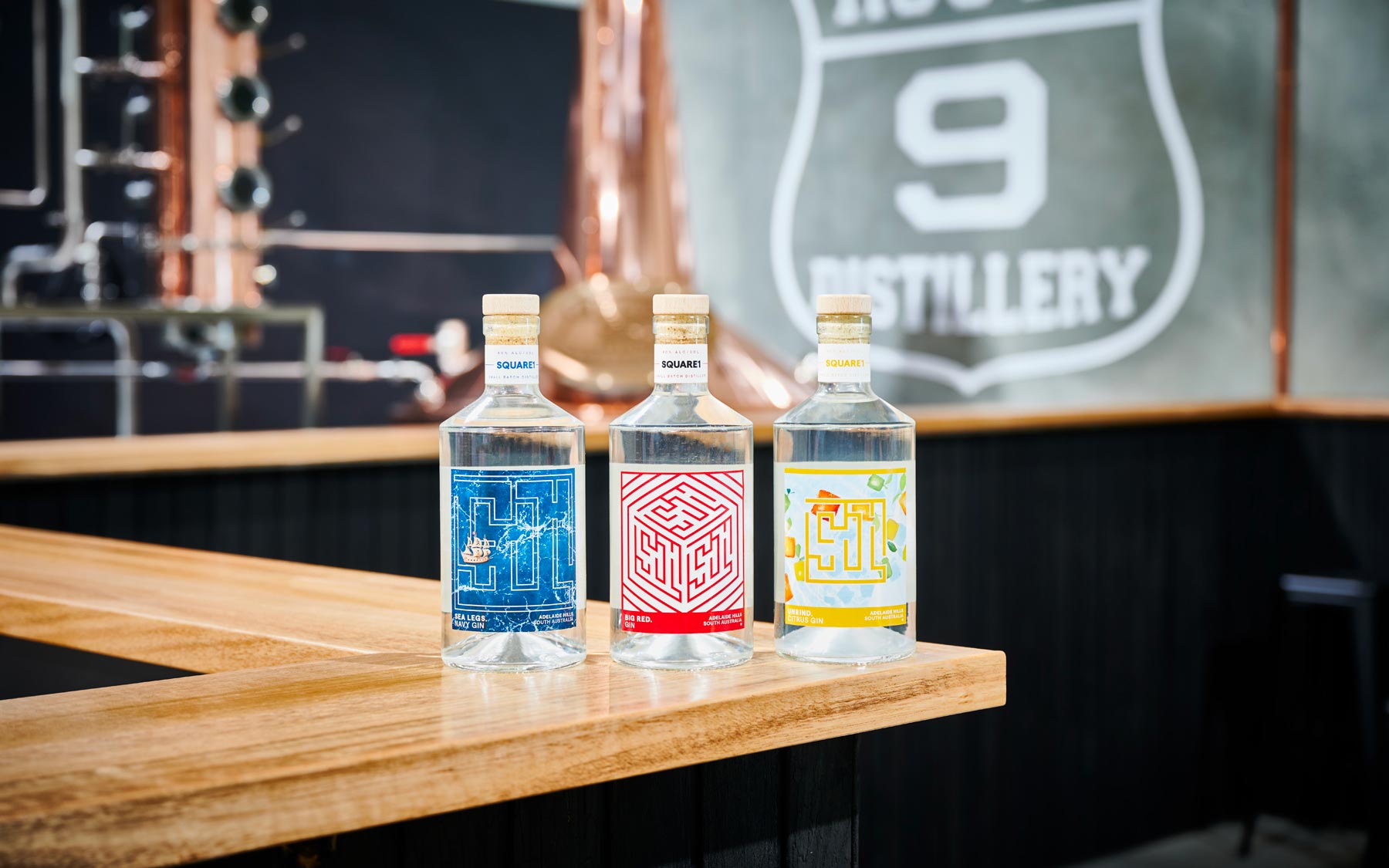 Route 9 Distillery - Square 1 Gin product range