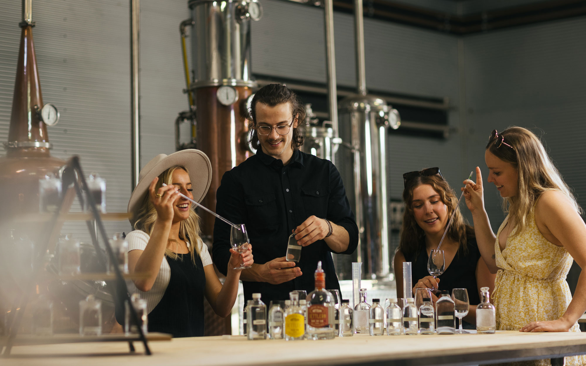 A group taking part in a Settlers Spirits masterclass
