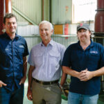 Three core members of the Angove and St Agnes team in the distillery